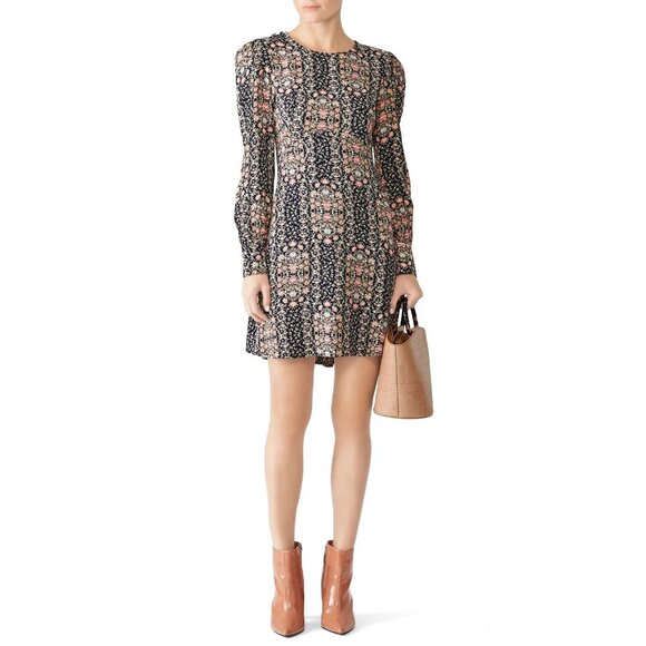 Flynn Skye Love Daze Lydia‎ Floral Long-Sleeve Mini Dress Sz Medium - Picture 1 of 6